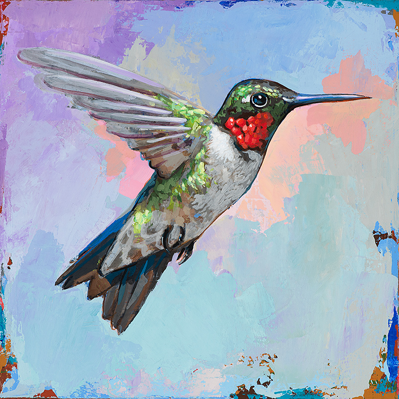 Hummingbird 4, painting by Los Angeles artist David Palmer, acrylic on canvas, art