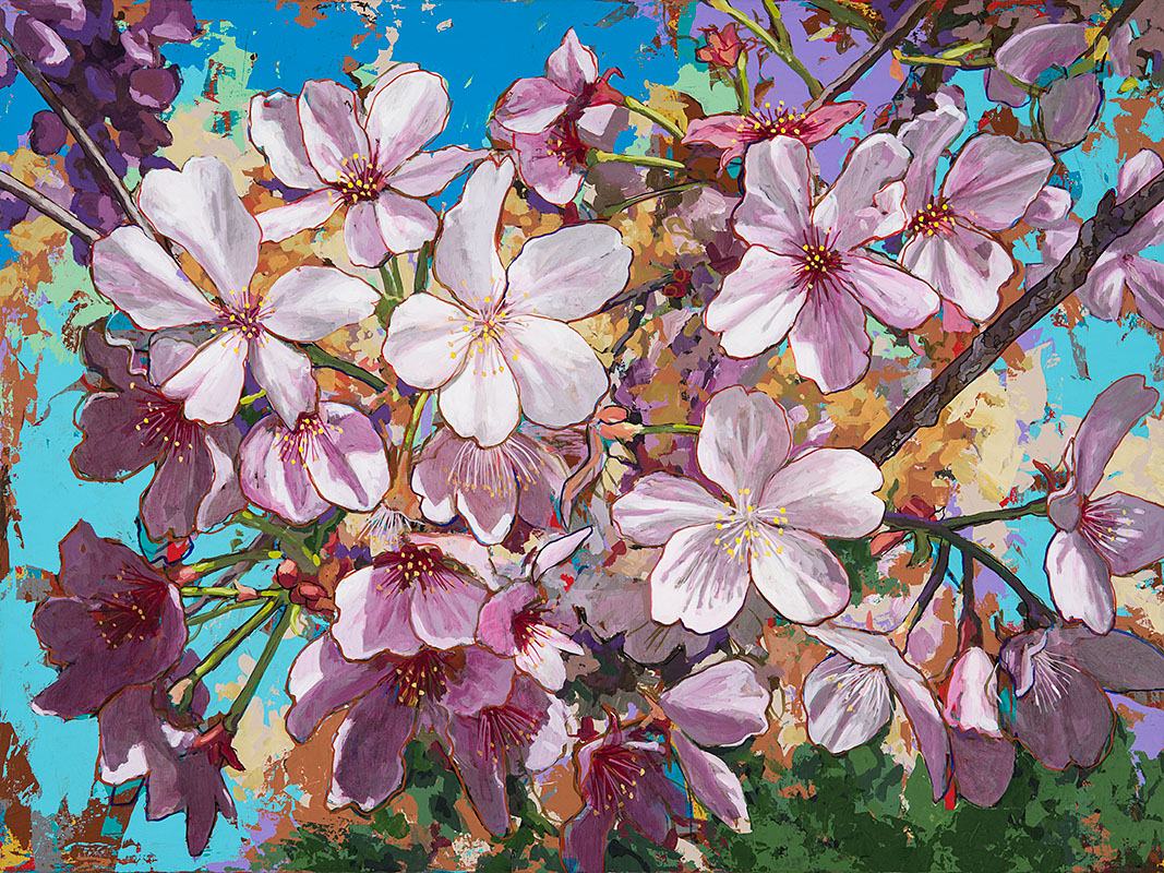 CherryBlossoms 1, painting by Los Angeles artist David Palmer, acrylic on canvas, art
