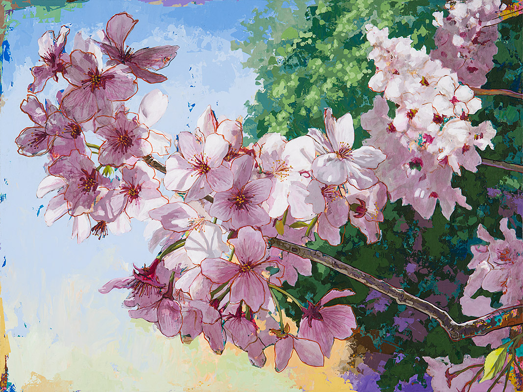 CherryBlossoms 2, painting by Los Angeles artist David Palmer, acrylic on canvas, art
