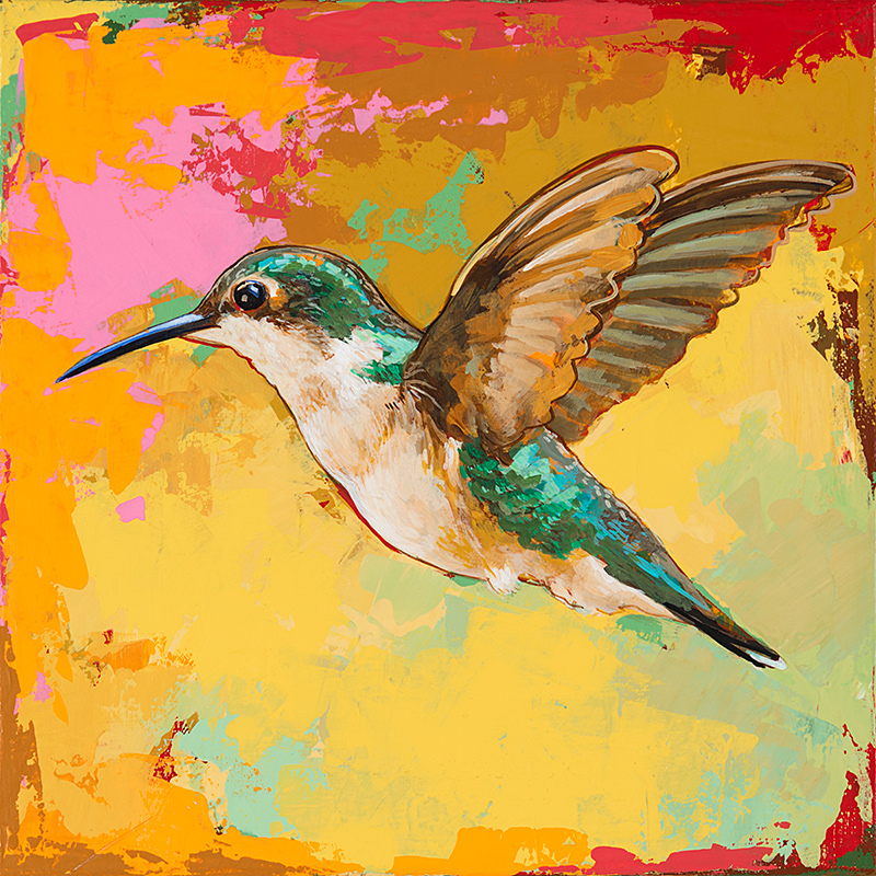 Hummingbird19, painting by Los Angeles artist David Palmer, acrylic on canvas, art