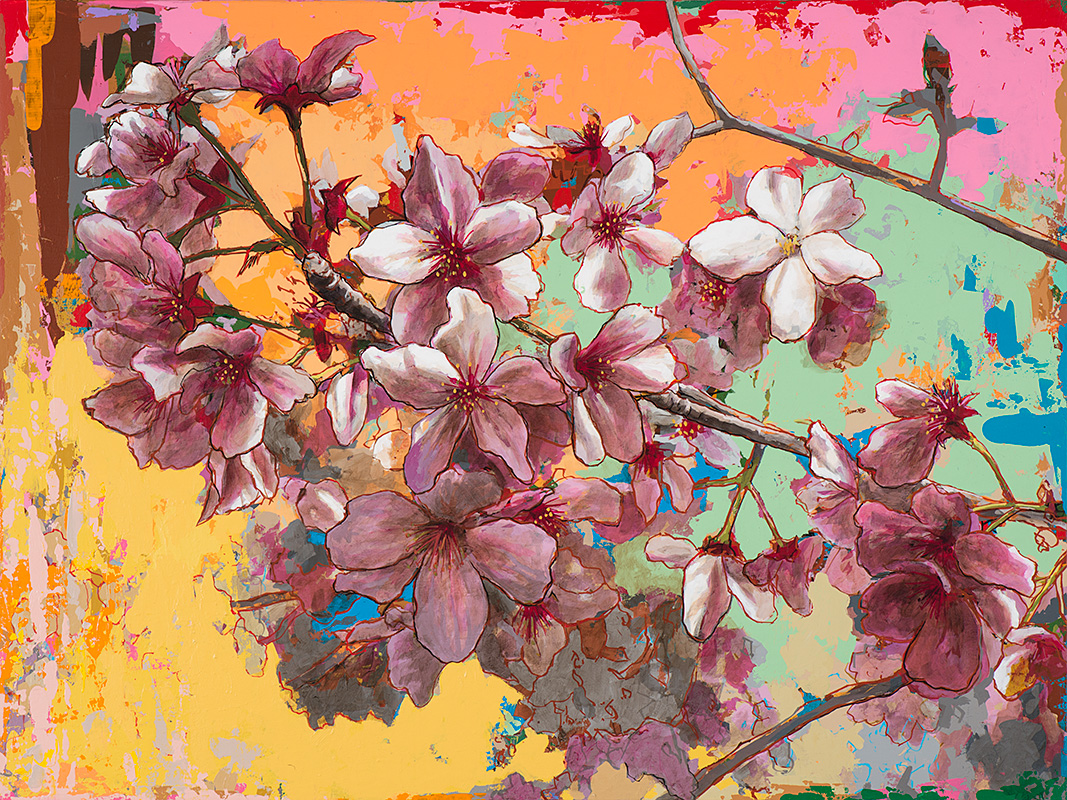Cherry Blossoms 5, painting by Los Angeles artist David Palmer, acrylic on canvas, art