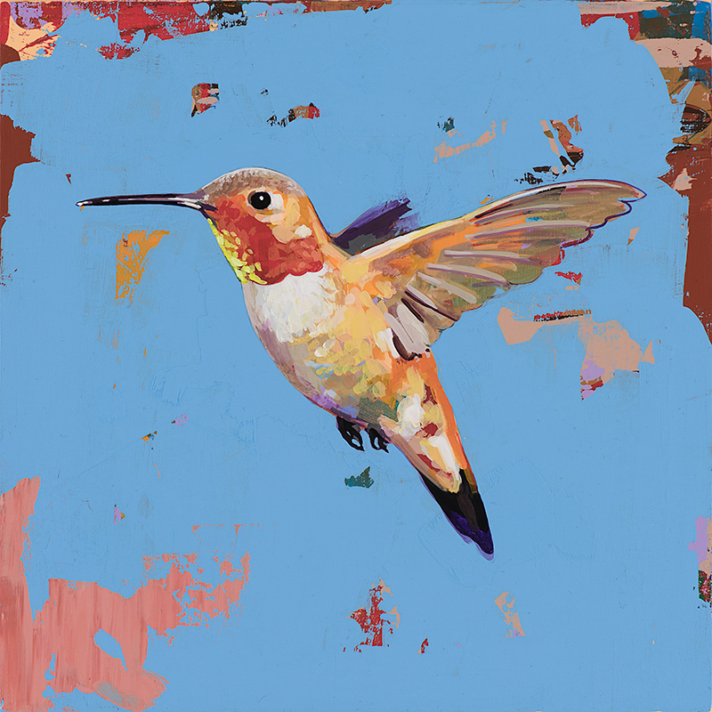 Hummingbird #32, painting by Los Angeles artist David Palmer, acrylic on canvas, art