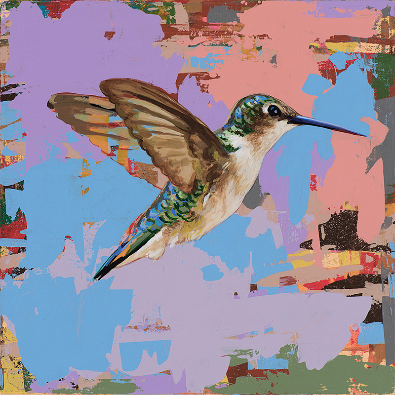 Hummingbird #34, painting by Los Angeles artist David Palmer, acrylic on canvas, art