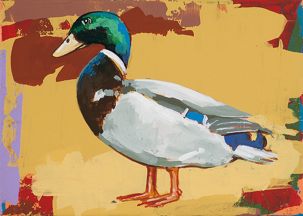 Little Bird #1, duck, painting by Los Angeles artist David Palmer, acrylic on canvas, art