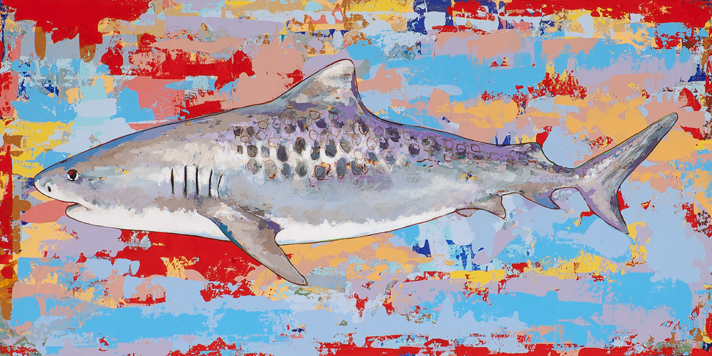 Shark Decor #2, painting by Los Angeles artist David Palmer, acrylic on canvas, art