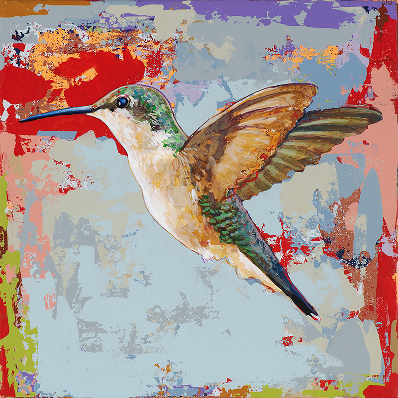 Hummingbird #35, painting by Los Angeles artist David Palmer, acrylic on canvas, art