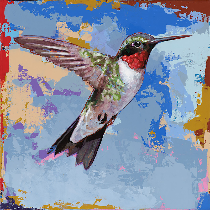 Hummingbird #37, painting by Los Angeles artist David Palmer, acrylic on canvas, art
