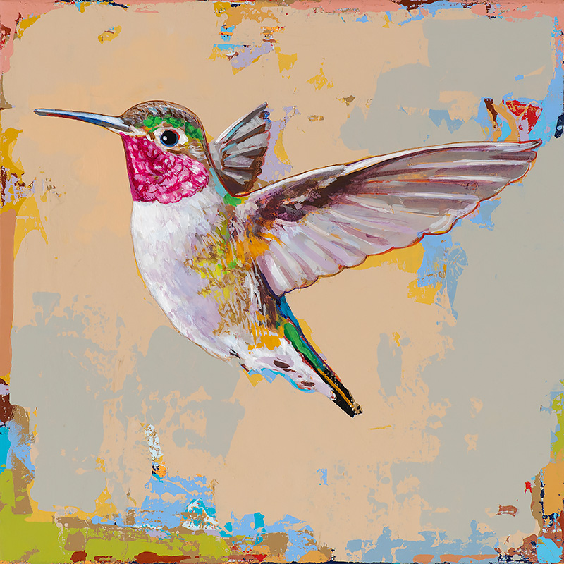 Hummingbird #40, painting by Los Angeles artist David Palmer, acrylic on canvas, art
