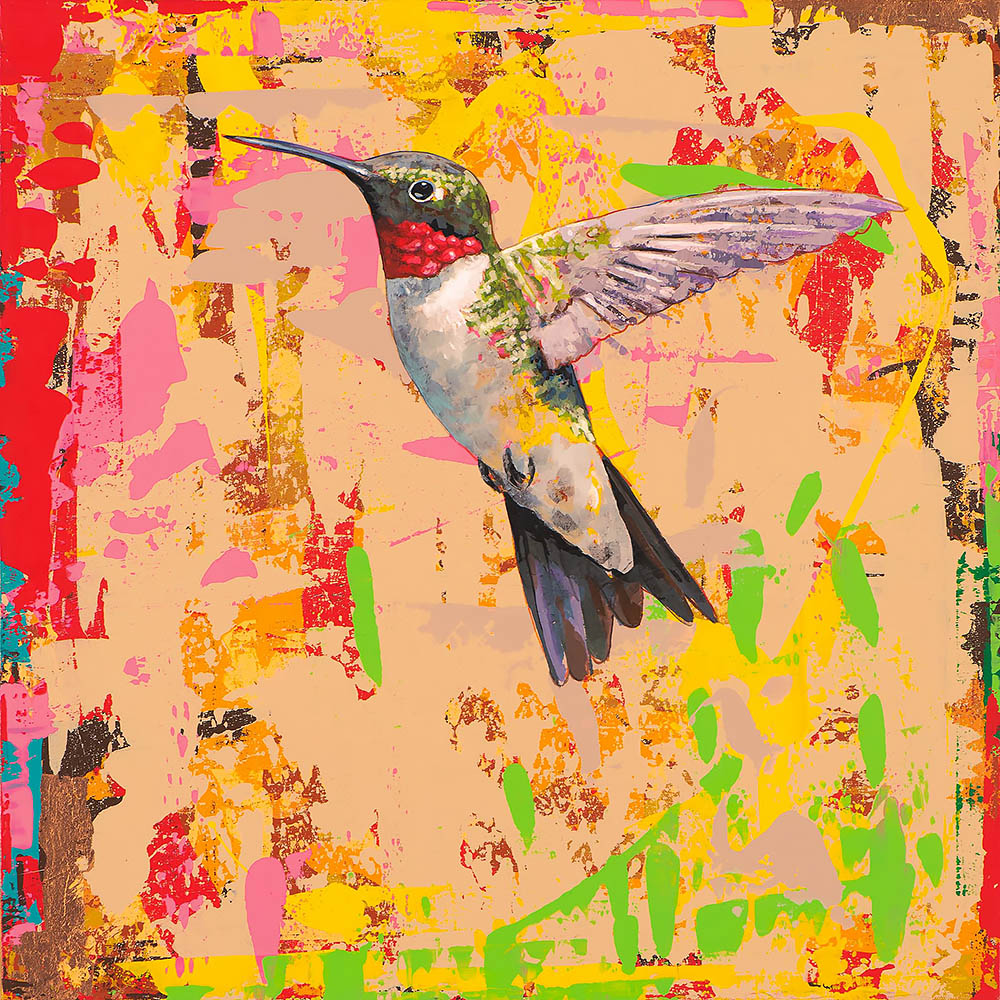 Hummingbird #41, painting by Los Angeles artist David Palmer, acrylic on canvas, art