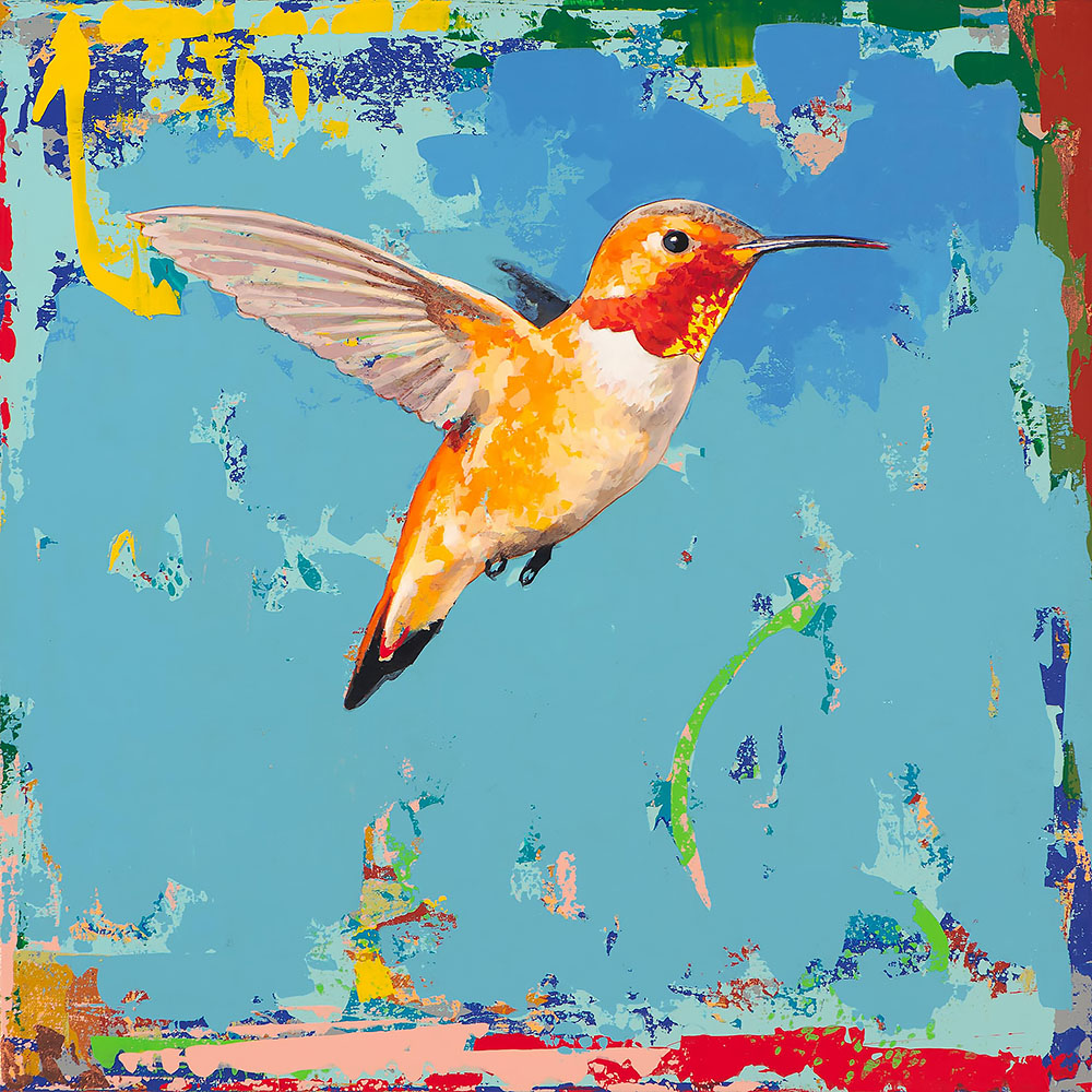 Hummingbird #42, painting by Los Angeles artist David Palmer, acrylic on canvas, art