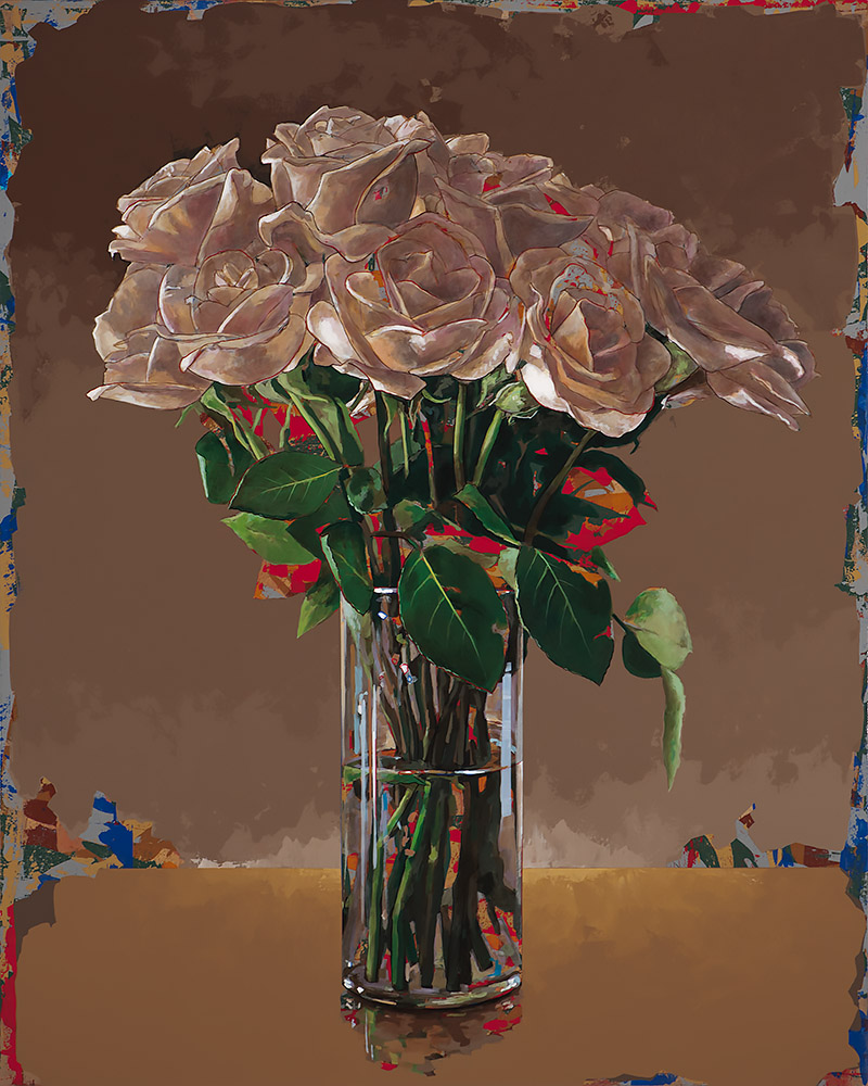 White Roses #8, painting by Los Angeles artist David Palmer, acrylic on canvas, art