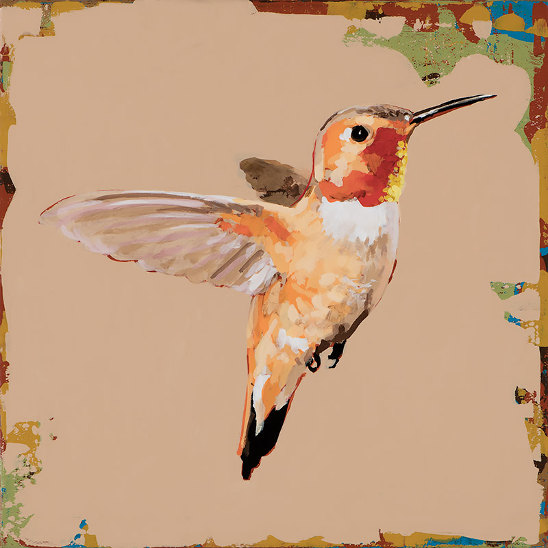 Hummingbird #49, painting by Los Angeles artist David Palmer, acrylic on canvas, art