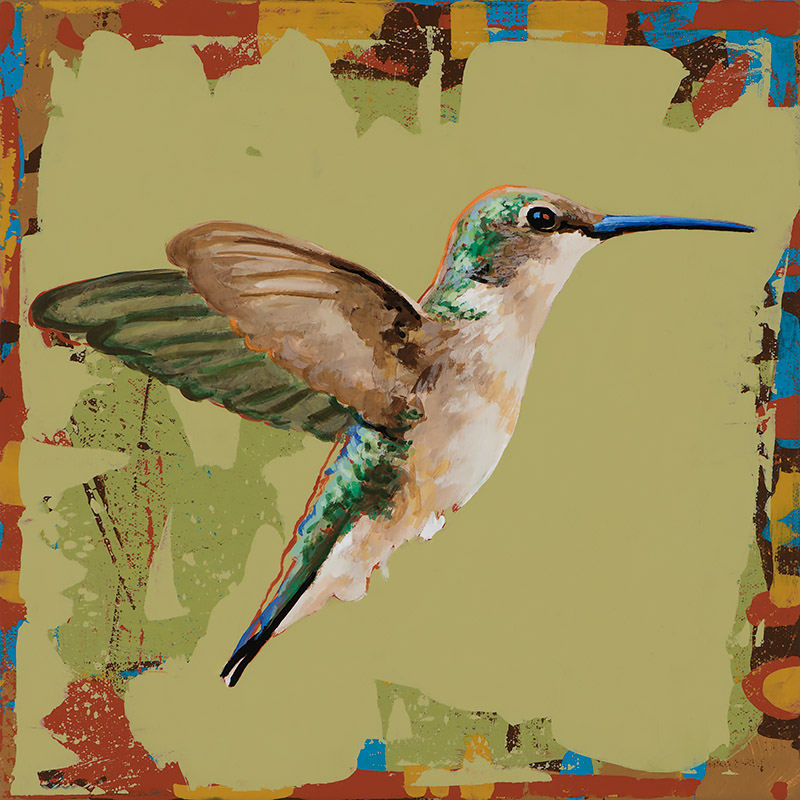 Hummingbird #51, painting by Los Angeles artist David Palmer, acrylic on canvas, art