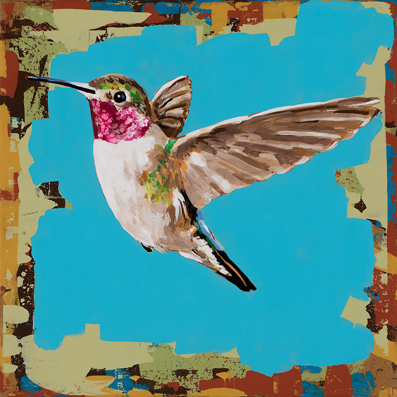 Hummingbird #52, painting by Los Angeles artist David Palmer, acrylic on canvas, art