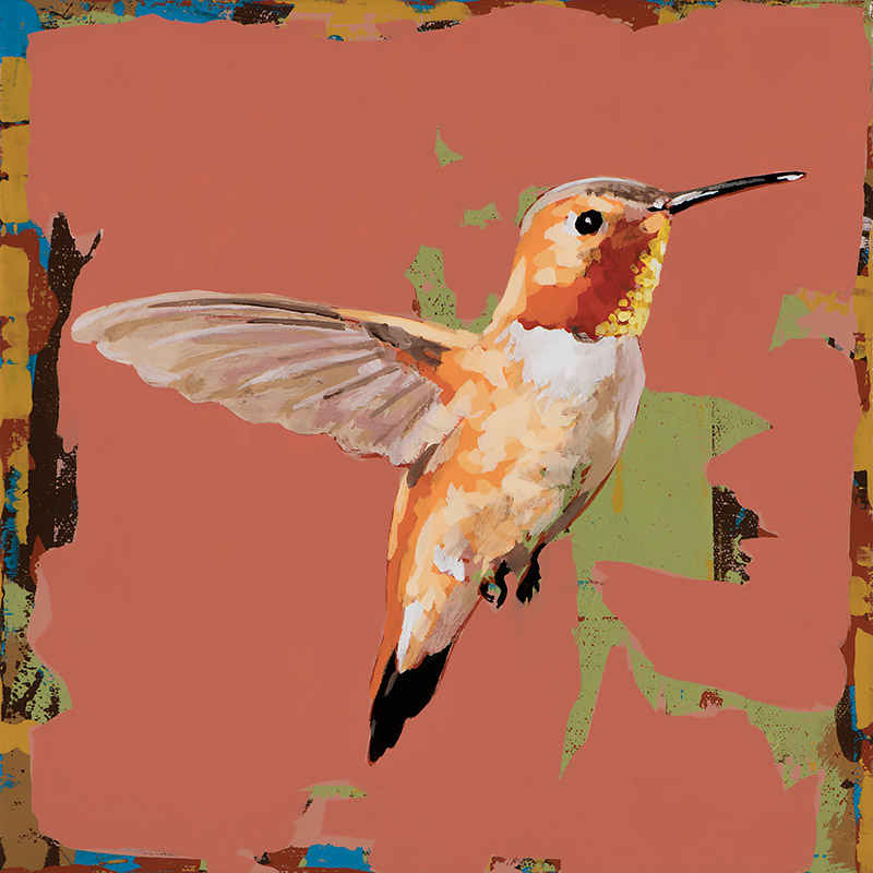 Hummingbird #53, painting by Los Angeles artist David Palmer, acrylic on canvas, art