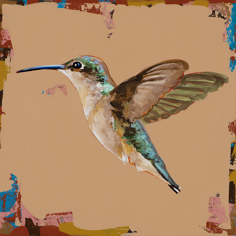 Hummingbird #54, painting by Los Angeles artist David Palmer, acrylic on canvas, art