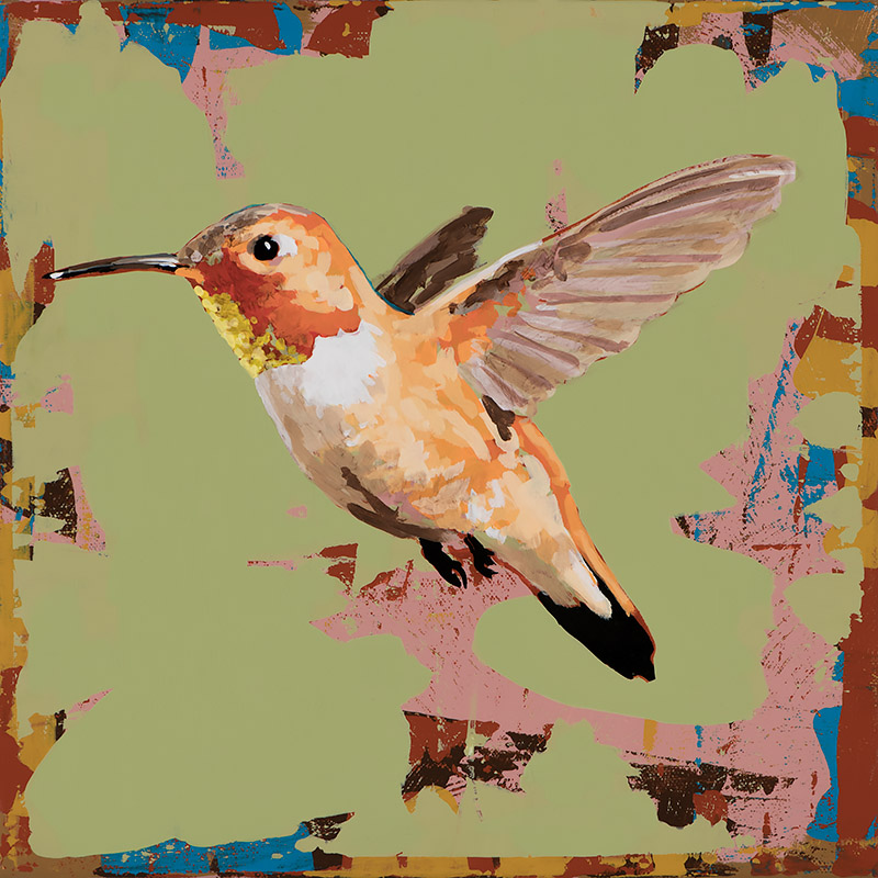 Hummingbird #56, painting by Los Angeles artist David Palmer, acrylic on canvas, art