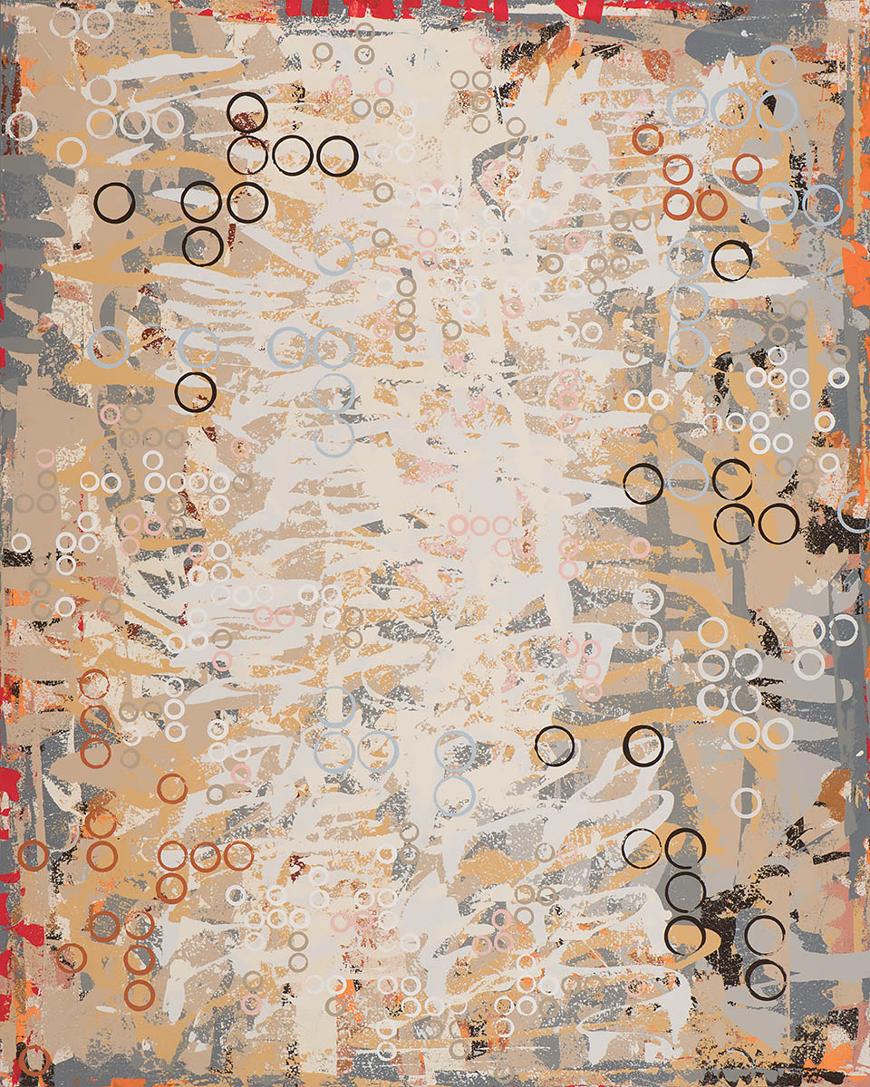 Music for Airports, painting by Los Angeles artist David Palmer, mixed media on canvas, art