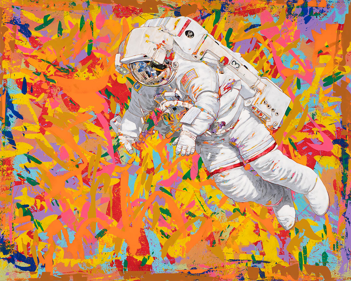 Major Tom #9, painting by Los Angeles artist David Palmer, acrylic on canvas, art